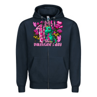Navy my first valentine's day dragon Zipper Hoodie - FaDigitalArtStudio