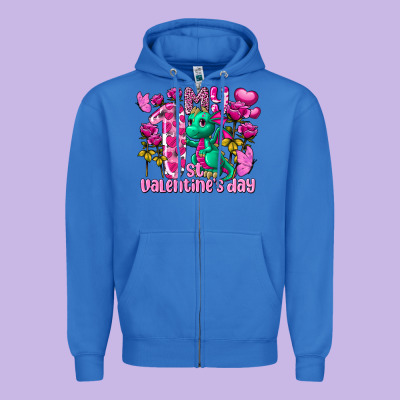 My First Valentine's Day Dragon Zipper Hoodie Designed By Fadigitalartstudio