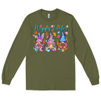 Army Green Happy Easter gnomies Easter Day Long Sleeve Tee - HowdyJamesFarm