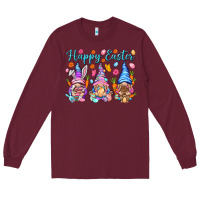 Burgundy Happy Easter gnomies Easter Day Long Sleeve Tee - HowdyJamesFarm