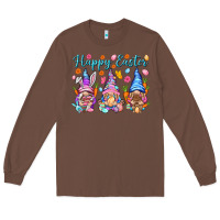 Chestnut Happy Easter gnomies Easter Day Long Sleeve Tee - HowdyJamesFarm