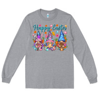 Heather Grey Happy Easter gnomies Easter Day Long Sleeve Tee - HowdyJamesFarm