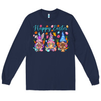 Navy Happy Easter gnomies Easter Day Long Sleeve Tee - HowdyJamesFarm