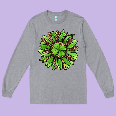 Lucky Leopard St Patricks Sunflower Long Sleeve Tee Designed By Jasminsmagicworld