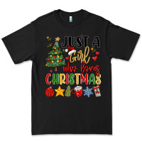 Black just a girl who loves christmas Premium Tee - MaliasSmallBusiness