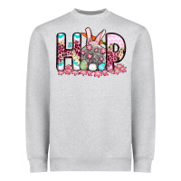 Heather Grey Easter Day Hop bunny Heavyweight Sweatshirt - OliviaCreatesArt