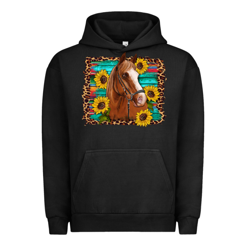Horse Sunflowers Turquoise Wooden Serape Leopard Urban Hoodie by Artiststas | Teevron