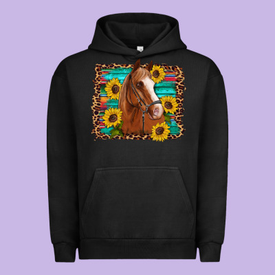 Horse Sunflowers Turquoise Wooden Serape Leopard Urban Hoodie Designed By Artiststas