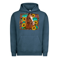 Pigment Midnight Navy horse sunflowers turquoise wooden serape leopard Urban Hoodie - Artiststas