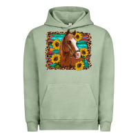 Pigment Oil Green horse sunflowers turquoise wooden serape leopard Urban Hoodie - Artiststas