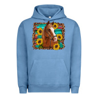 Pigment Pebble Blue horse sunflowers turquoise wooden serape leopard Urban Hoodie - Artiststas