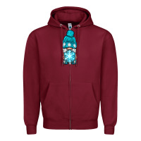 Burgundy winter gnome with snowflake Zipper Hoodie - BundleAndBundleShop