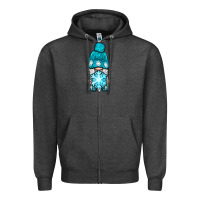 Charcoal Heather winter gnome with snowflake Zipper Hoodie - BundleAndBundleShop