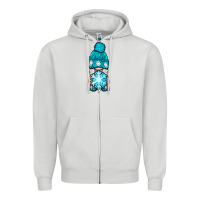 Dove Grey winter gnome with snowflake Zipper Hoodie - BundleAndBundleShop