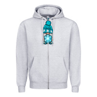 Heather Grey winter gnome with snowflake Zipper Hoodie - BundleAndBundleShop