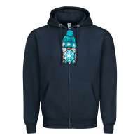 Navy winter gnome with snowflake Zipper Hoodie - BundleAndBundleShop
