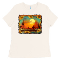 Bone western desert sunset background Ladies Tee - RanaPortraitStore