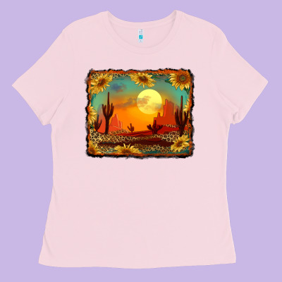 Western Desert Sunset Background Ladies Tee Designed By Ranaportraitstore