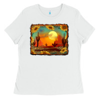 White western desert sunset background Ladies Tee - RanaPortraitStore