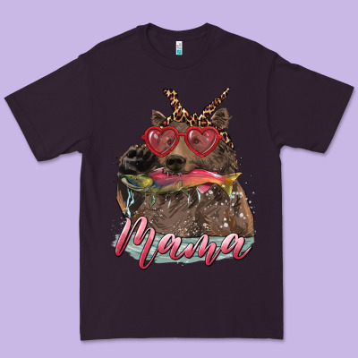 Mother's Day Glasses Leopard Bandana Mama Bear Hunting Fish Premium Tee Designed By Ranaportraitstore