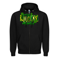 Black one lucky mama st patricks Zipper Hoodie - FaDigitalArtStudio