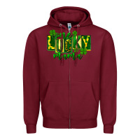 Burgundy one lucky mama st patricks Zipper Hoodie - FaDigitalArtStudio