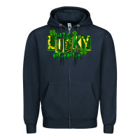 Navy one lucky mama st patricks Zipper Hoodie - FaDigitalArtStudio