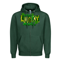 Sports Green one lucky mama st patricks Zipper Hoodie - FaDigitalArtStudio