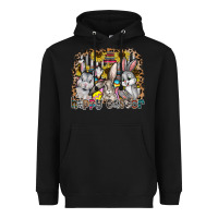 Black Happy Easter Heavyweight Hoodie - CowhideDigitalArt
