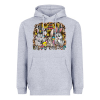 Heather Grey Happy Easter Heavyweight Hoodie - CowhideDigitalArt