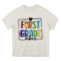 Cream 1st grade vibes Heavy Core Tee - MaliasSmallBusiness