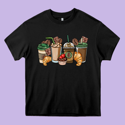 Coffee Coffee Cups Heavy Core Tee Designed By Nancycooperartshop
