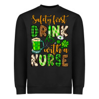 Black St. Patrick's Safety first drink with a Nurse Heavyweight Sweatshirt - OliviaCreatesArt