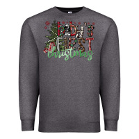 Charcoal Heather Baby's First Christmas Premium Sweatshirt - CowhideDigitalArt