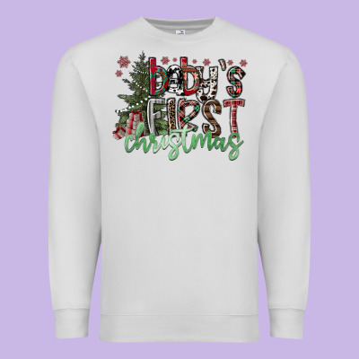 Baby's First Christmas Premium Sweatshirt Designed By Cowhidedigitalart