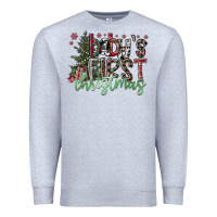 Heather Grey Baby's First Christmas Premium Sweatshirt - CowhideDigitalArt