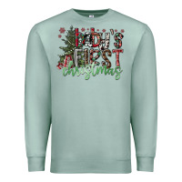 Seafoam Baby's First Christmas Premium Sweatshirt - CowhideDigitalArt