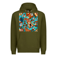 Army Green coffee and barista gnomes with glitter seamless pattern bbs Premium Hoodie - BundleAndBundleShop