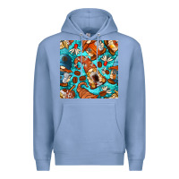 Colony Blue coffee and barista gnomes with glitter seamless pattern bbs Premium Hoodie - BundleAndBundleShop