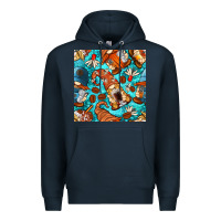 Navy coffee and barista gnomes with glitter seamless pattern bbs Premium Hoodie - BundleAndBundleShop