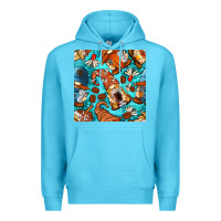 Ocean Blue coffee and barista gnomes with glitter seamless pattern bbs Premium Hoodie - BundleAndBundleShop