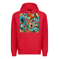 Red coffee and barista gnomes with glitter seamless pattern bbs Premium Hoodie - BundleAndBundleShop