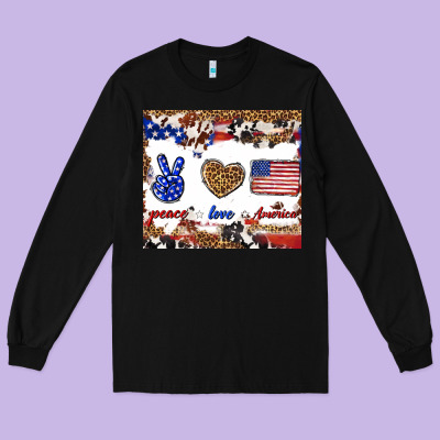Peace Love America Long Sleeve Tee Designed By Tumblerdesignbyshophia