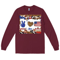 Burgundy peace love america Long Sleeve Tee - TumblerDesignByShophia