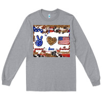 Heather Grey peace love america Long Sleeve Tee - TumblerDesignByShophia