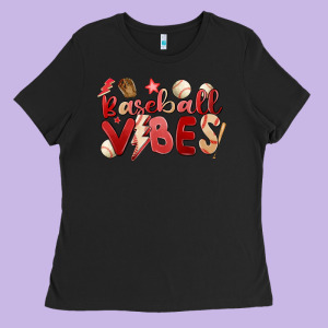 Baseball Vibes Ladies Tee Designed By Maliassmallbusiness