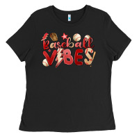 Black baseball vibes Ladies Tee - MaliasSmallBusiness