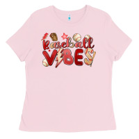 Bubblegum Pink baseball vibes Ladies Tee - MaliasSmallBusiness