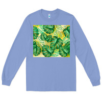 Colony Blue monstera leaf Long Sleeve Tee - TumblerDesignByShophia