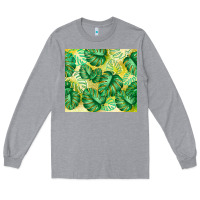 Heather Grey monstera leaf Long Sleeve Tee - TumblerDesignByShophia